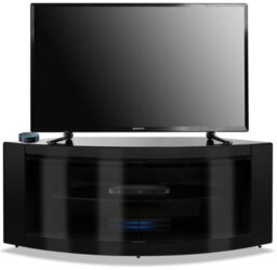 "Centurion Supports Pangea Gloss Black Curved Tru-Corner Beam-Thru Doors Up To 50"" Tv Cabinet" - thumbnail 2