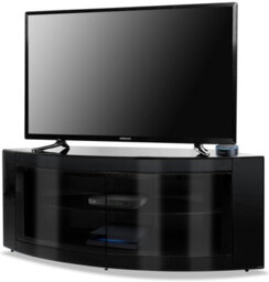 "Centurion Supports Pangea Gloss Black Curved Tru-Corner Beam-Thru Doors Up To 50"" Tv Cabinet" - thumbnail 3