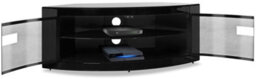"Centurion Supports Pangea Gloss Black Curved Tru-Corner Beam-Thru Doors Up To 50"" Tv Cabinet" - thumbnail 4