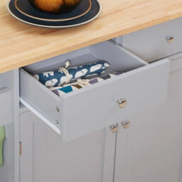 Rolling Kitchen Island, Utility Serving Cart With Rubber Wood Top Grey - thumbnail 5