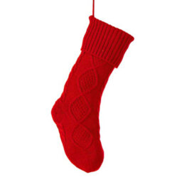 Dibor Set Of 2 Traditional Green & Red Chunky Knit Xmas Gift Decoration Christmas Stocking For Kids - thumbnail 3