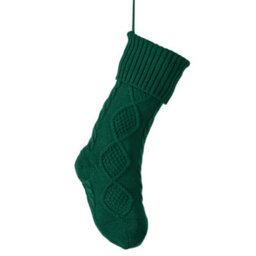 Dibor Set Of 2 Traditional Green & Red Chunky Knit Xmas Gift Decoration Christmas Stocking For Kids - thumbnail 2