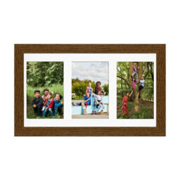 AK Frames 40X20Cm Dark Oak Modern Multi Photo Frame With White Mount - Holds 3 Apertures (3X) 6X4 Photos - thumbnail 1