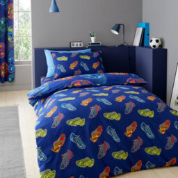 Catherine Lansfield Bright Football Reversible Duvet Cover Set With Pillowcases Navy Blue - thumbnail 2