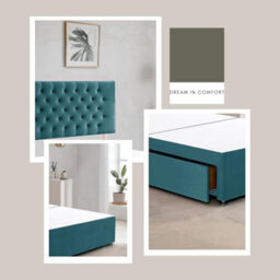 Emerald Green Plush Fabric 6Ft Super King Bed Frame With 20 Inch Chesterfiled Headboard And 2 Drawers - thumbnail 3