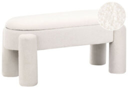 Wyld And Coco Off-White Bouclé Storage Bench With Oval Silhouette And Under-Seat Storage, W114 X D43 X H53Cm - thumbnail 3