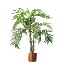 Leaf Artificial 120Cm Realistic Palm Tree With Pot With Copper Metal Planter - thumbnail 1