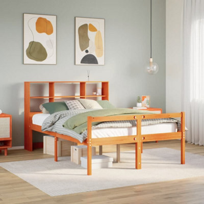 Berkfield Bookcase Bed Without Mattress Wax Brown 120X190 Cm Small Double Solid Wood - image 1