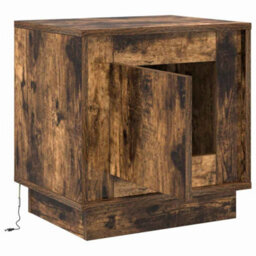 Berkfield Bedside Cabinets With Led Lights 2 Pcs Smoked Oak 44X34,5X45 Cm - thumbnail 7
