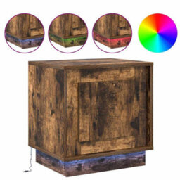 Berkfield Bedside Cabinets With Led Lights 2 Pcs Smoked Oak 44X34,5X45 Cm - thumbnail 4
