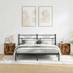 Berkfield Bedside Cabinets With Led Lights 2 Pcs Smoked Oak 44X34,5X45 Cm - thumbnail 5