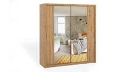 Arte Bono Sliding Door Wardrobe With Mirrors In Oak Artisan - Spacious Elegance Meets Modern Style - W2200mm X H2150mm X D620mm - thumbnail 1