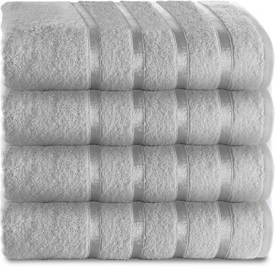 Gc Gaveno Cavailia 4 Piece Kensington Hand Towel 50X80 Silver 500 Gsm Quick Dry & Water Absorbent Towel - image 1