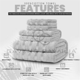 Gc Gaveno Cavailia 4 Piece Kensington Hand Towel 50X80 Silver 500 Gsm Quick Dry & Water Absorbent Towel - thumbnail 2