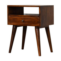 Wyld Haus Chioggia Rustic Chestnut Mango Wood Bedside Table With Drawer And Open Shelf - thumbnail 3
