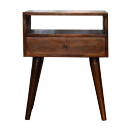 Wyld Haus Chioggia Rustic Chestnut Mango Wood Bedside Table With Drawer And Open Shelf - thumbnail 2