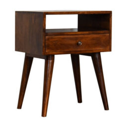 Wyld Haus Chioggia Rustic Chestnut Mango Wood Bedside Table With Drawer And Open Shelf - thumbnail 4