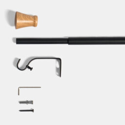 Ohs Curtain Pole Extendable Metal Finnials Trumpet End Rings Rod Fittings, Wood - thumbnail 5