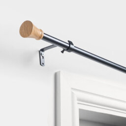 Ohs Curtain Pole Extendable Metal Finnials Trumpet End Rings Rod Fittings, Wood - thumbnail 2
