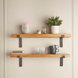 Off The Grain Wooden Shelves - Pack Of 2 Wall Mounted Shelves With Lipped Brackets - 150Cm - thumbnail 2