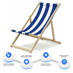 Crystals Wooden Folding Deck Chair For Garden, Beach, Or Patio - thumbnail 6