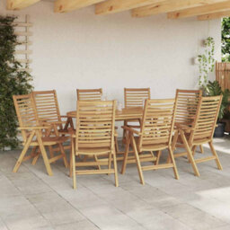 Walplus Garden Chair 8 Pcs Brown 52 X 64.5 X 108 Cm Solid Teak Wood - thumbnail 4