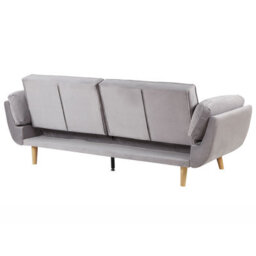 Wyld And Coco Luxehome Velvet Sofa Bed, Light Grey, 3-Seater, Rubberwood Legs (W218 X D83 X H82Cm) - thumbnail 7
