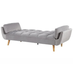 Wyld And Coco Luxehome Velvet Sofa Bed, Light Grey, 3-Seater, Rubberwood Legs (W218 X D83 X H82Cm) - thumbnail 6