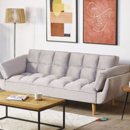 Wyld And Coco Luxehome Velvet Sofa Bed, Light Grey, 3-Seater, Rubberwood Legs (W218 X D83 X H82Cm) - thumbnail 2