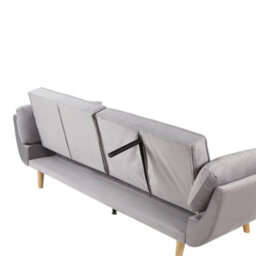 Wyld And Coco Luxehome Velvet Sofa Bed, Light Grey, 3-Seater, Rubberwood Legs (W218 X D83 X H82Cm) - thumbnail 8