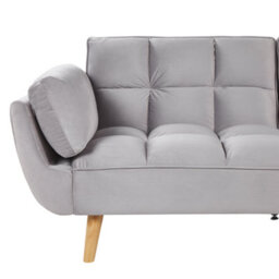 Wyld And Coco Luxehome Velvet Sofa Bed, Light Grey, 3-Seater, Rubberwood Legs (W218 X D83 X H82Cm) - thumbnail 9