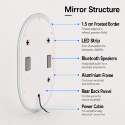 Maerts-E 600X800mm Oval Bluetooth Led Bathroom Mirror With Demister, 3 Colour Dimmable Lighting, Touch Sensor & Ip44 Wall Mounted - thumbnail 8