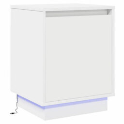Berkfield Bedside Cabinet With Led Lights White 39X34,5X50 Cm - thumbnail 2