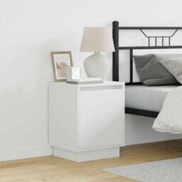 Berkfield Bedside Cabinet With Led Lights White 39X34,5X50 Cm - thumbnail 1