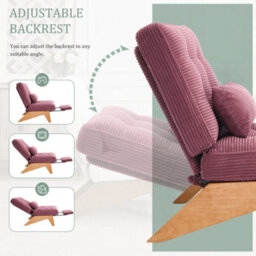 Matteo Adjustable Backrest,stripe Living Room Chair Modern Corduroy Recliner Chair With Foldable Ottoman - Wine Red - thumbnail 2