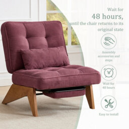 Matteo Adjustable Backrest,stripe Living Room Chair Modern Corduroy Recliner Chair With Foldable Ottoman - Wine Red - thumbnail 5