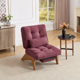Matteo Adjustable Backrest,stripe Living Room Chair Modern Corduroy Recliner Chair With Foldable Ottoman - Wine Red - thumbnail 8