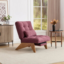 Matteo Adjustable Backrest,stripe Living Room Chair Modern Corduroy Recliner Chair With Foldable Ottoman - Wine Red - thumbnail 9