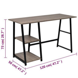 Berkfield Durable Desk With 2 Shelves Grey And Oak - thumbnail 6