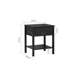 Birlea Axis 1 Drawer Fluted Bedside Cabinet Chest Table Black - thumbnail 4