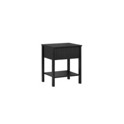 Birlea Axis 1 Drawer Fluted Bedside Cabinet Chest Table Black - thumbnail 2