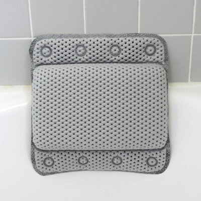 Luxury Bath Pillow Soft Cushioned Spa Headrest With 8 Suction Cups Waterproof Neck And Shoulder Support Pillow Grey