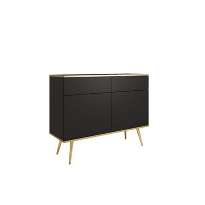 Arte  Oro Sideboard Cabinet 107Cm Black & Gold - Elegant Storage With Push-To-Open Design - image 1