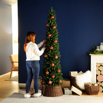 QGS 168 Cm 5Ft 6 Glenmore Slim Artificial Pine Christmas Tree Perfect For Smaller Rooms & Limited Spaces - image 1
