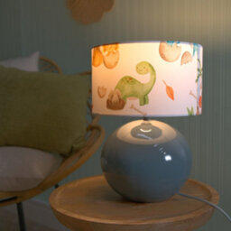 Valuelights Bosco Eucalyptus Ceramic Table Lamp With Dinosaur Drum Shade - Led Bulb Included - thumbnail 1