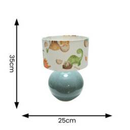 Valuelights Bosco Eucalyptus Ceramic Table Lamp With Dinosaur Drum Shade - Led Bulb Included - thumbnail 4