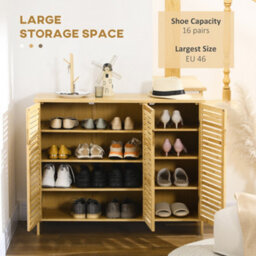 Homcom Rustic Shoe Cabinet, Shoe Storage Cabinet For 16 Pairs Of Shoes - thumbnail 4