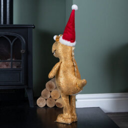 Samuel Alexander 45Cm Gold Plush Tyrone-Rex Dino Standing Christmas Decoration With Santa Hat - thumbnail 3