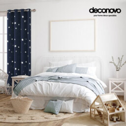 Deconovo Blackout Curtains, Eyelet Silver Star Foil Printed Room Darkening Curtains For Nursery, W46 X L84 Inch, Navy Blue, 1 Pair - thumbnail 3
