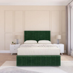 "Sloomy 2Ft6 California Divan Bed Base Emerald Plush ,2 Drawers, 12"" Footboard & 54"" Floor Standing Headboard - Small Single" - thumbnail 2